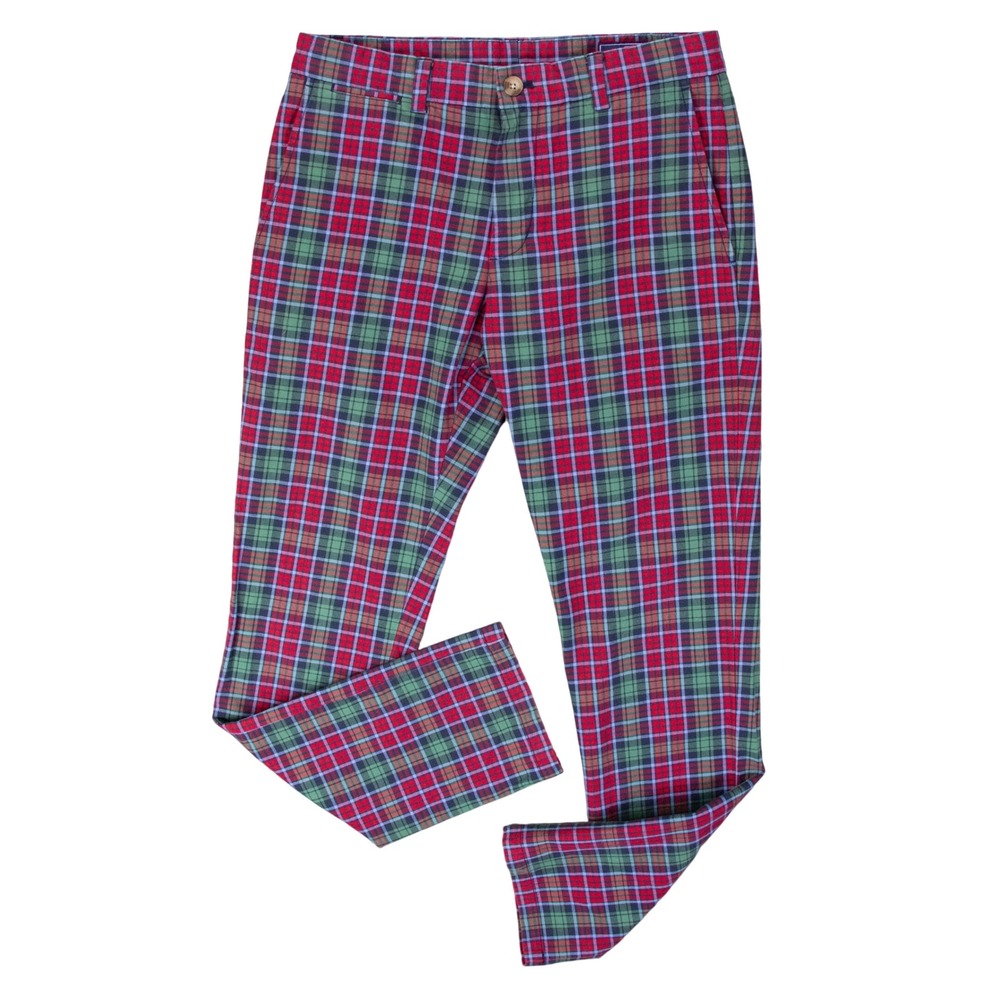 Vineyard Vines Mens 30x32 Slim‎ Pant Red Green Plaid Tartan Golf Chino Trousers